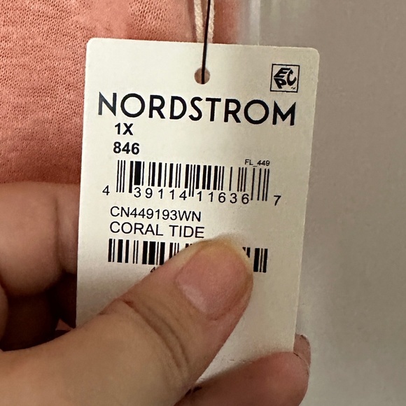 Brand New Caslon Short Sleeve Semi Sheer Tee Coral Tide Size 1X Plus - Picture 4 of 5